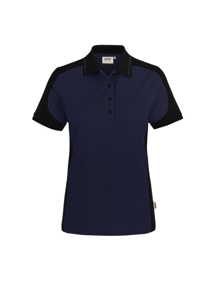 HAKRO Damen Poloshirt Contrast MIKRALINAR® ECO, tinte/schwarz, 4XL