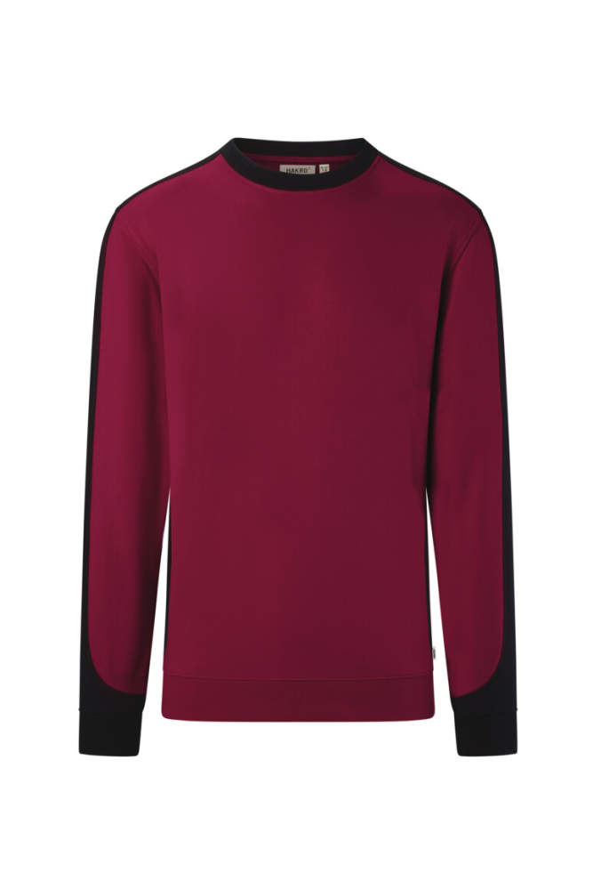 HAKRO Sweatshirt Contrast Mikralinar® Eco, weinrot/schwarz, S