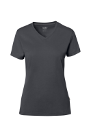 HAKRO cotton tec® damen v-shirt, karbongrau