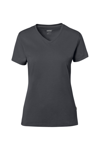 HAKRO cotton tec® damen v-shirt, karbongrau