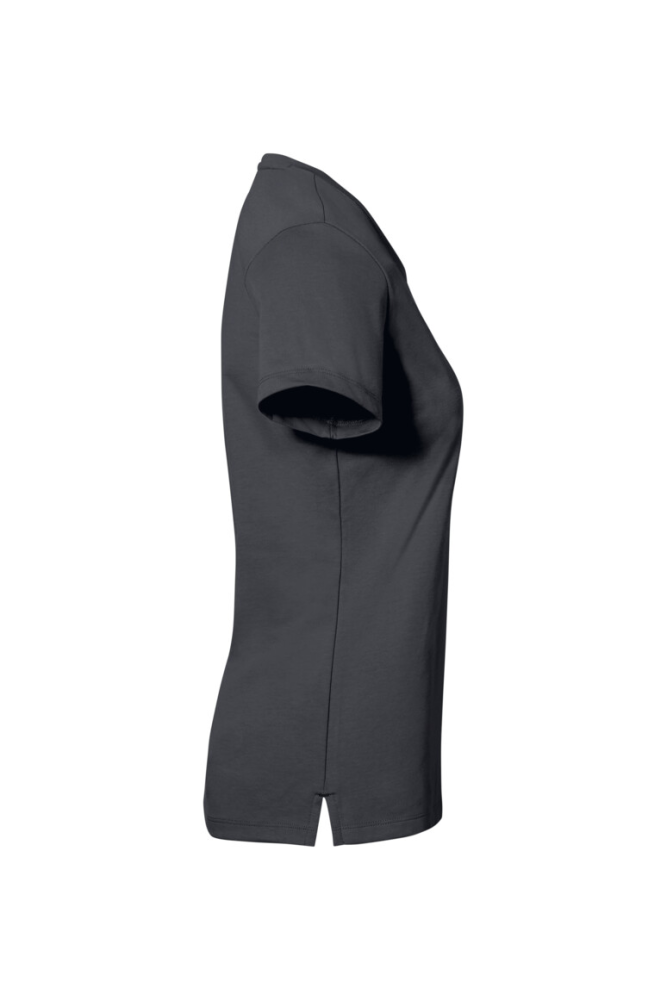 HAKRO cotton tec® damen v-shirt, karbongrau