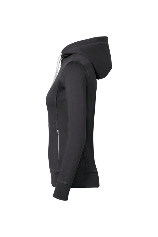 HAKRO Damen Kapuzenjacke Bonded ECO, karbongrau/silber