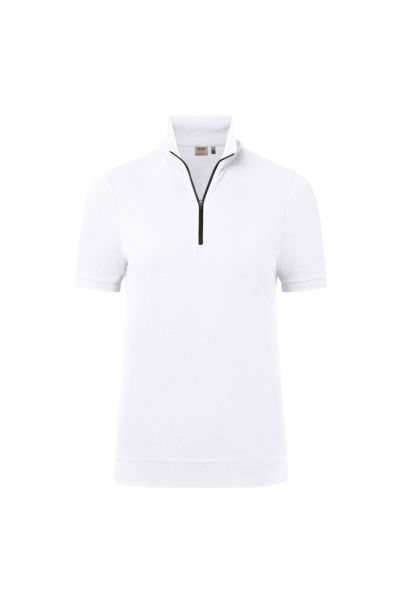 HAKRO Damen Zip-Shirt Piqué Mikralinar® Eco, weiss