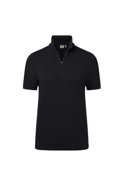 HAKRO Damen Zip-Shirt Piqué Mikralinar® Eco, schwarz