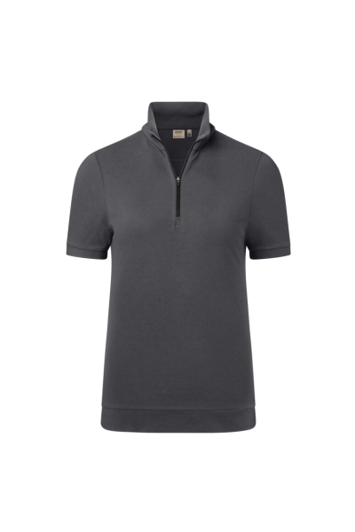 HAKRO Damen Zip-Shirt Piqué Mikralinar® Eco, karbongrau