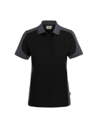 HAKRO Damen Poloshirt Contrast MIKRALINAR® ECO, schwarz/karbongrau, M