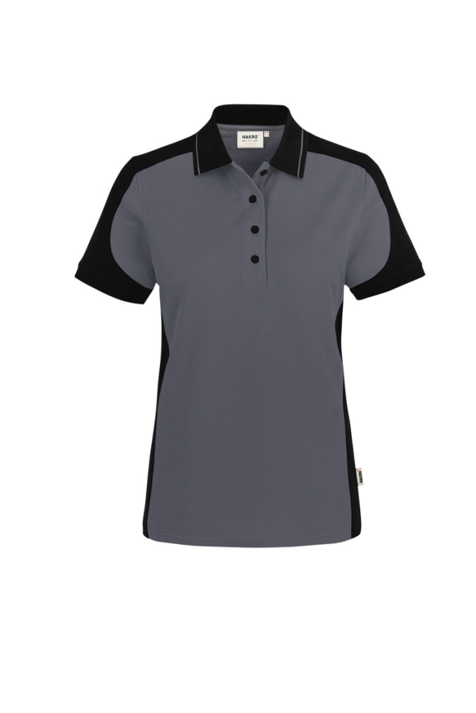 HAKRO Damen Poloshirt Contrast MIKRALINAR® ECO, anthrazit/schwarz, 4XL