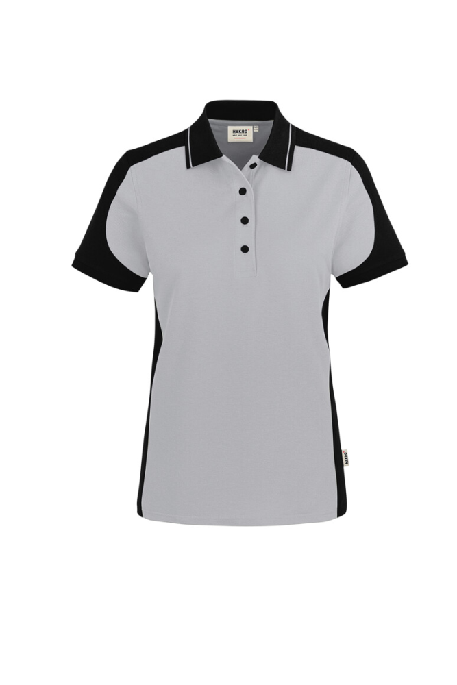 HAKRO Damen Poloshirt Contrast MIKRALINAR® ECO, titan/schwarz, 4XL