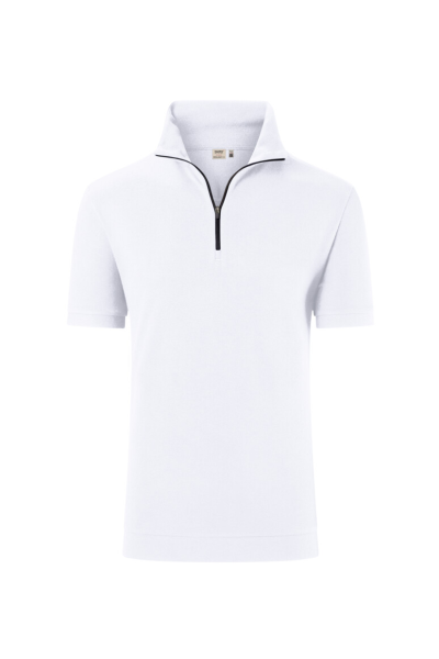 HAKRO Zip-Shirt Piqué Mikralinar® Eco, weiss