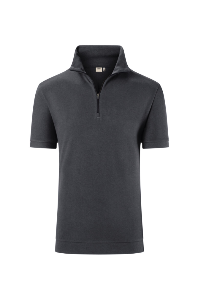 HAKRO Zip-Shirt Piqué Mikralinar® Eco, karbongrau