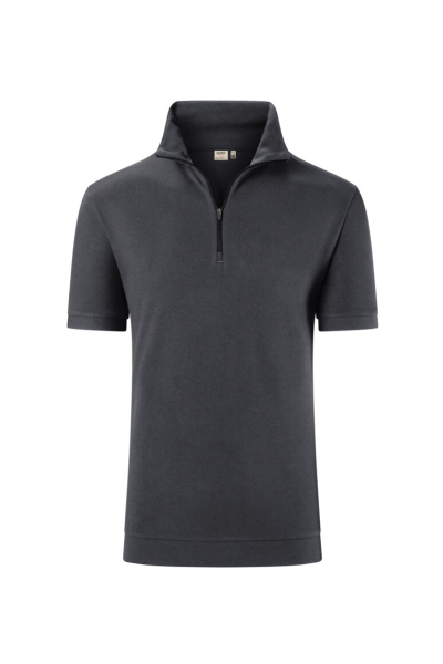 HAKRO Zip-Shirt Piqué Mikralinar® Eco, karbongrau