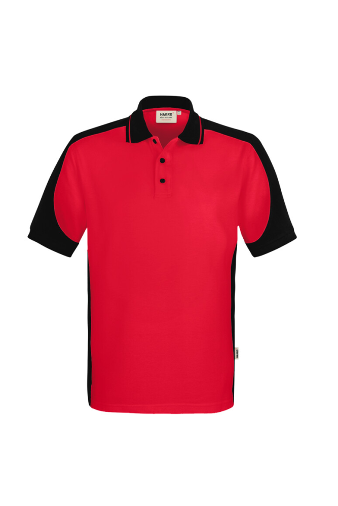 HAKRO Poloshirt Contrast MIKRALINAR® ECO, rot/schwarz, M
