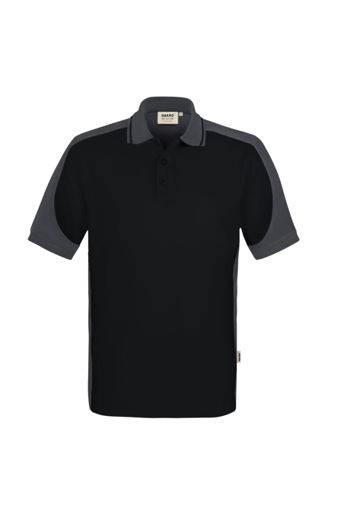 HAKRO Poloshirt Contrast MIKRALINAR® ECO, schwarz/karbongrau, 4XL