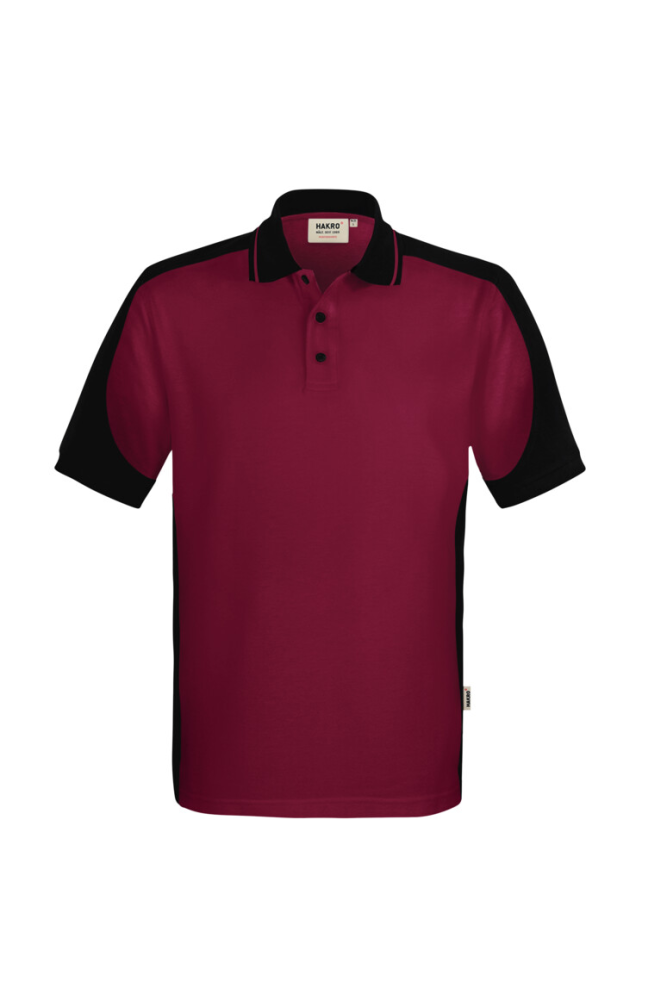 HAKRO Poloshirt Contrast MIKRALINAR® ECO, weinrot/schwarz, 5XL