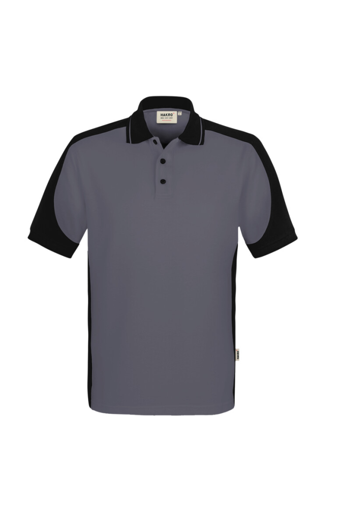 HAKRO Poloshirt Contrast MIKRALINAR® ECO, anthrazit/schwarz, XS
