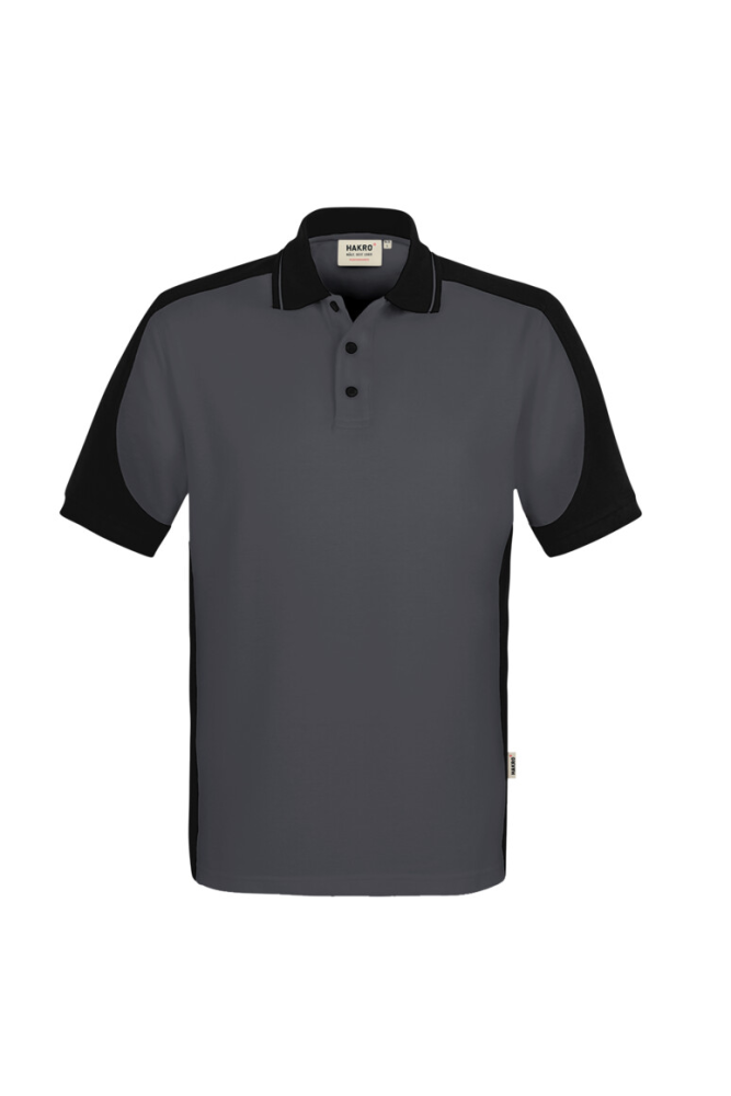 HAKRO Poloshirt Contrast MIKRALINAR® ECO, karbongrau/schwarz, 2XL