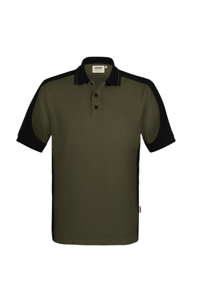HAKRO Poloshirt Contrast MIKRALINAR® ECO, olive/schwarz, M