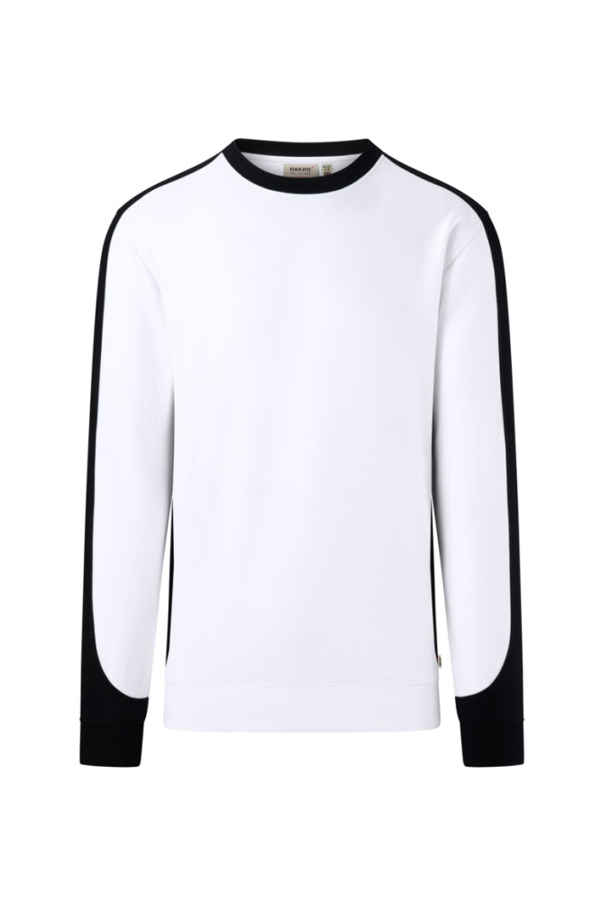 HAKRO Sweatshirt Contrast Mikralinar® Eco, weiss/schwarz, 4XL