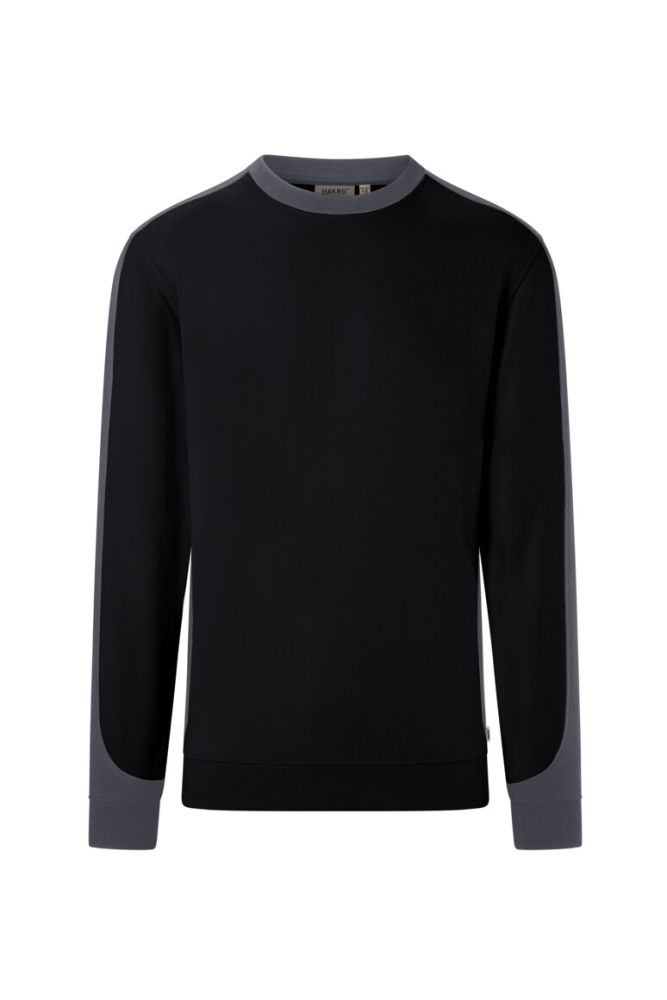 HAKRO Sweatshirt Contrast Mikralinar® Eco, schwarz/karbongrau, 4XL
