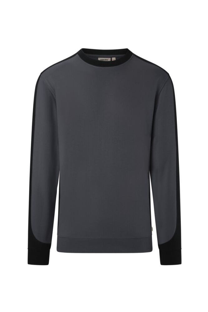 HAKRO Sweatshirt Contrast Mikralinar® Eco, karbongrau/schwarz, 6XL