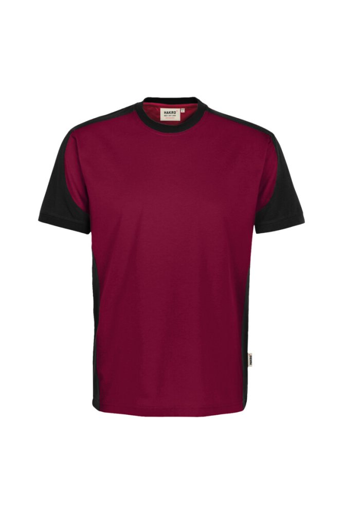 HAKRO T-Shirt Contrast MIKRALINAR® ECO, weinrot/schwarz, XL