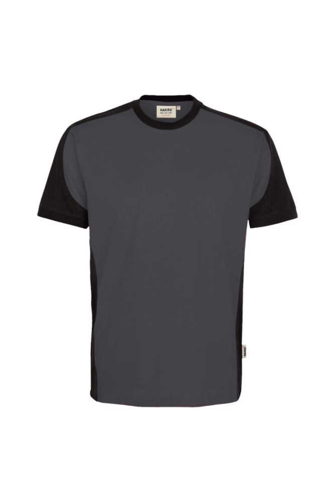 HAKRO T-Shirt Contrast MIKRALINAR® ECO, karbongrau/schwarz, S