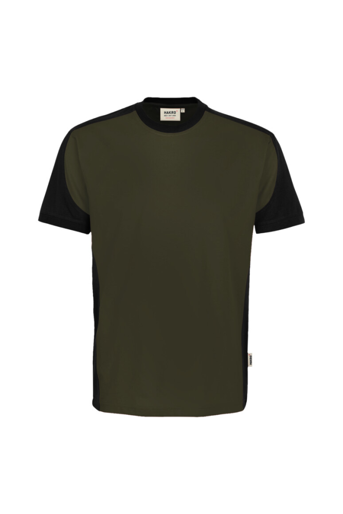HAKRO T-Shirt Contrast MIKRALINAR® ECO, olive/schwarz, S
