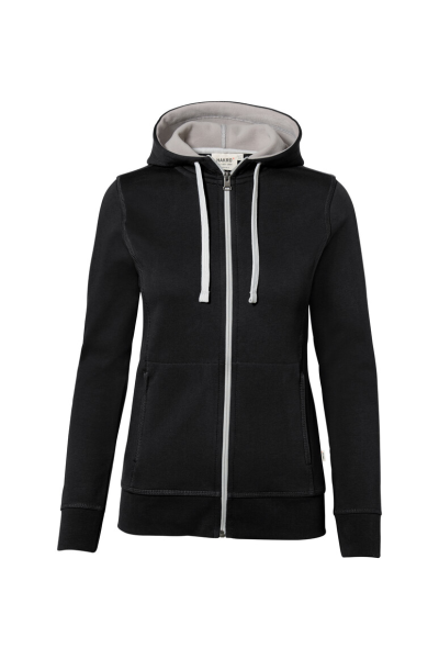 HAKRO Damen Kapuzenjacke Bonded, schwarz/silber, S