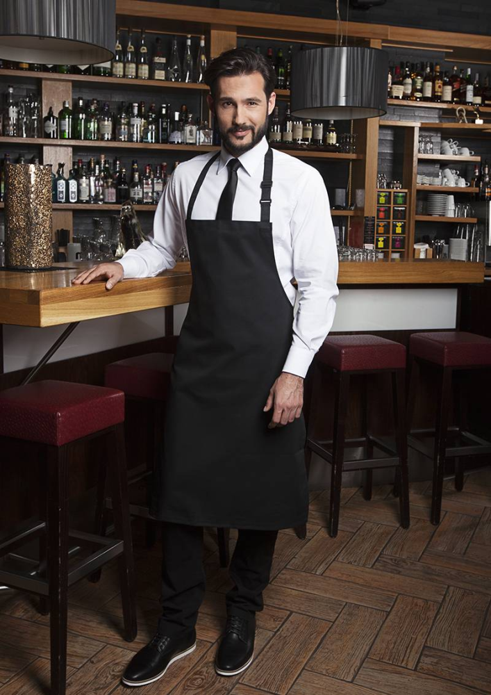 Karlowsky Latzschürze Basic mit Schnalle, schwarz 75x90