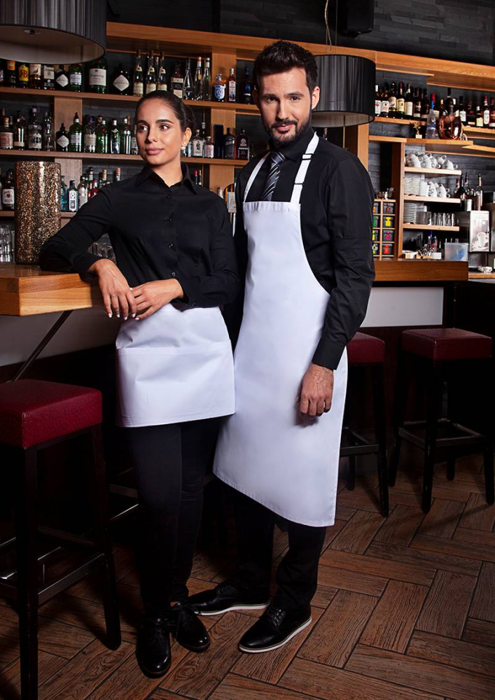 Karlowsky Latzschürze Basic mit Schnalle, weiss