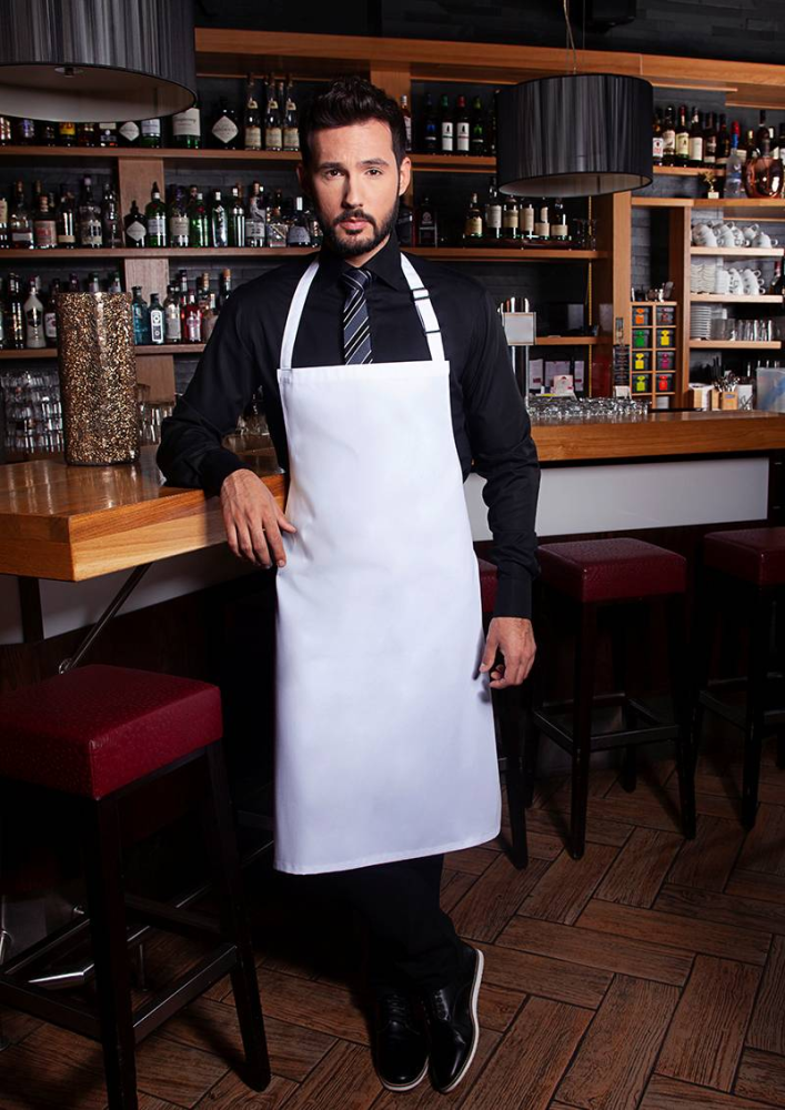 Karlowsky Latzschürze Basic mit Schnalle, weiss