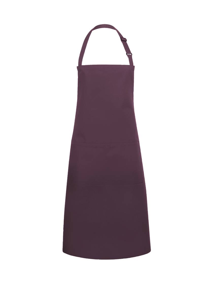 Karlowsky Latzschürze Basic mit Schnalle und Tasche, aubergine