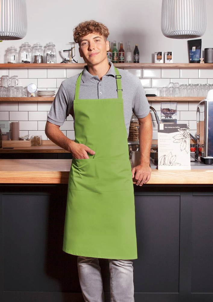 Karlowsky Latzschürze Basic mit Schnalle und Tasche, limette