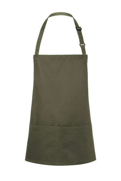 Karlowsky Kurze Latzschürze Basic mit Schnalle und Tasche, moosgrün