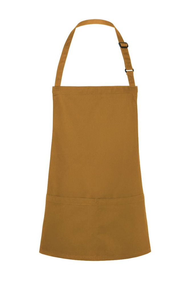 Karlowsky Kurze Latzschürze Basic mit Schnalle und Tasche, senf