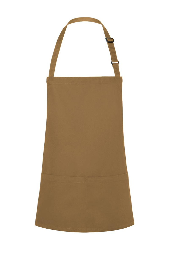 Karlowsky Kurze Latzschürze Basic mit Schnalle und Tasche, camel