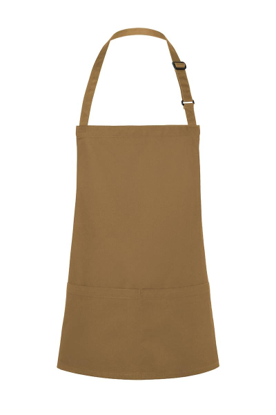 Karlowsky Kurze Latzschürze Basic mit Schnalle und Tasche, camel