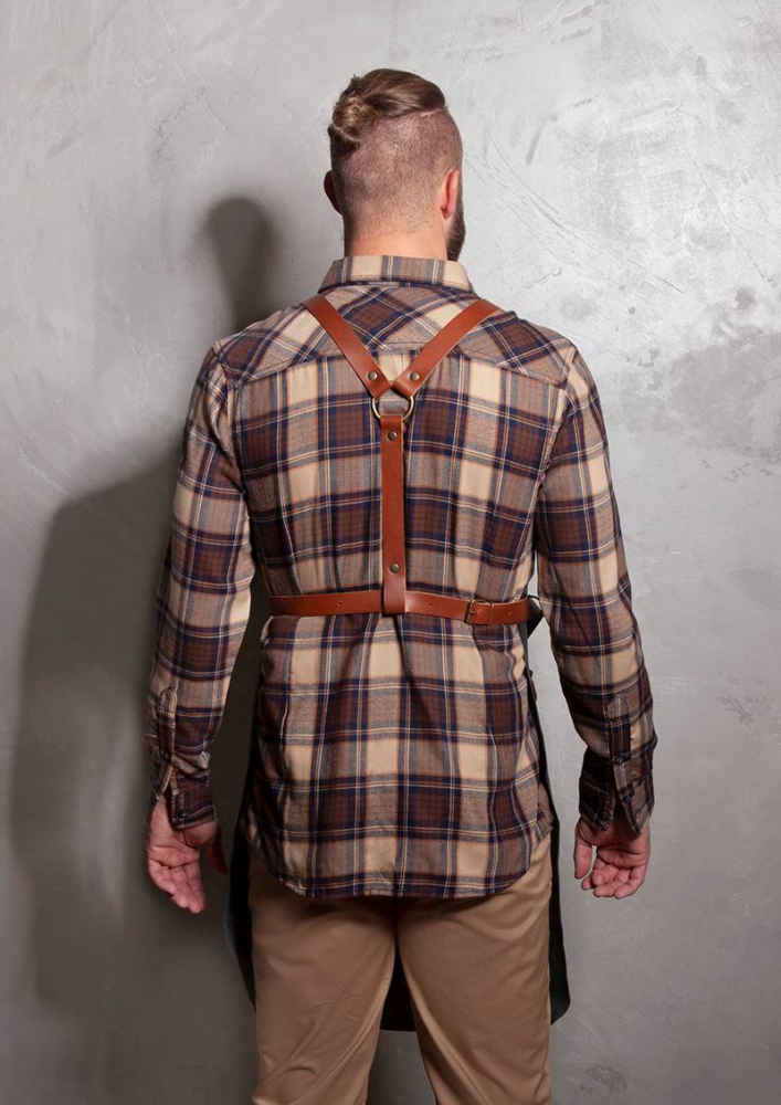 Karlowsky Leder Latzschürze X-Style mit Kreuzträgern, schwarz