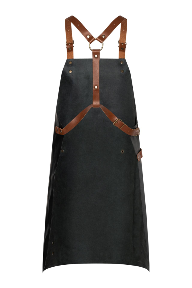 Karlowsky Leder Latzschürze X-Style mit Kreuzträgern, schwarz