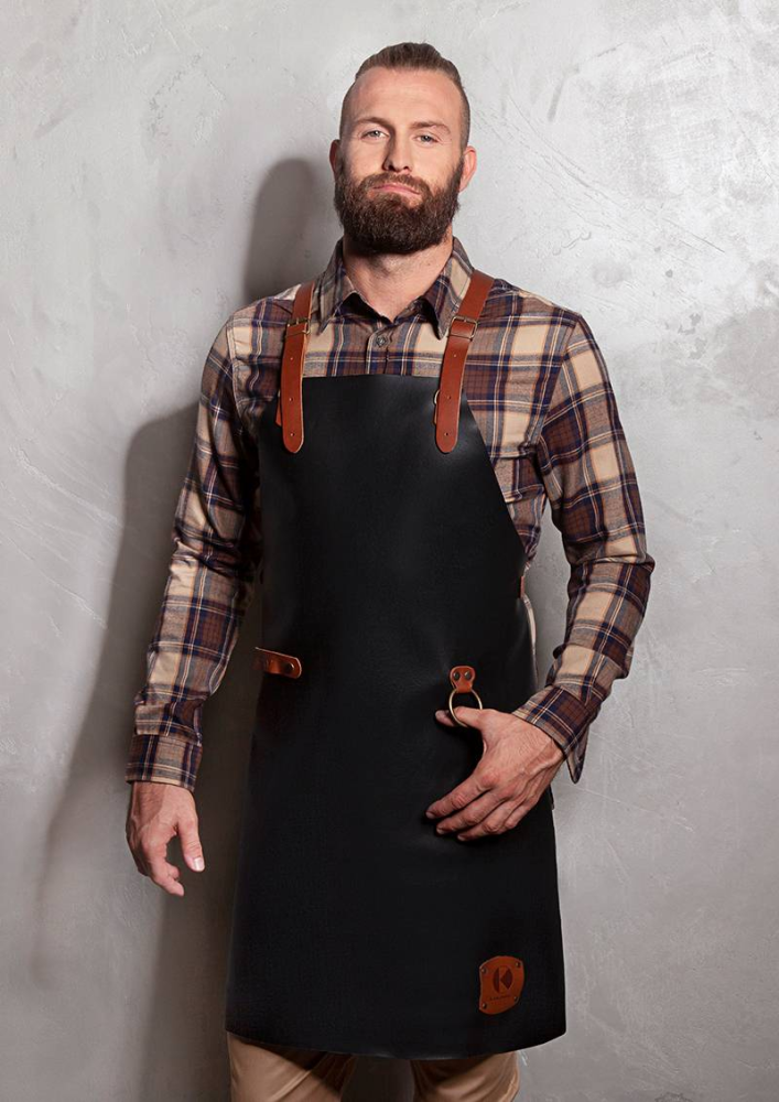 Karlowsky Leder Latzschürze X-Style mit Kreuzträgern, schwarz