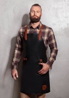 Karlowsky Leder Latzschürze X-Style mit Kreuzträgern, schwarz