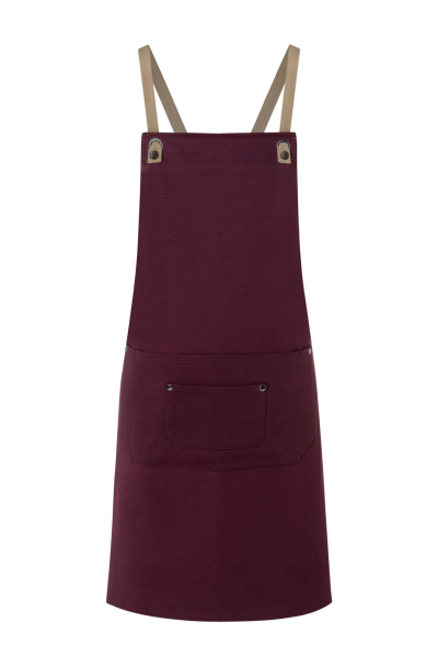 Karlowsky Latzschürze Urban-Nature mit Kreuzbändern und großer Tasche, aubergine