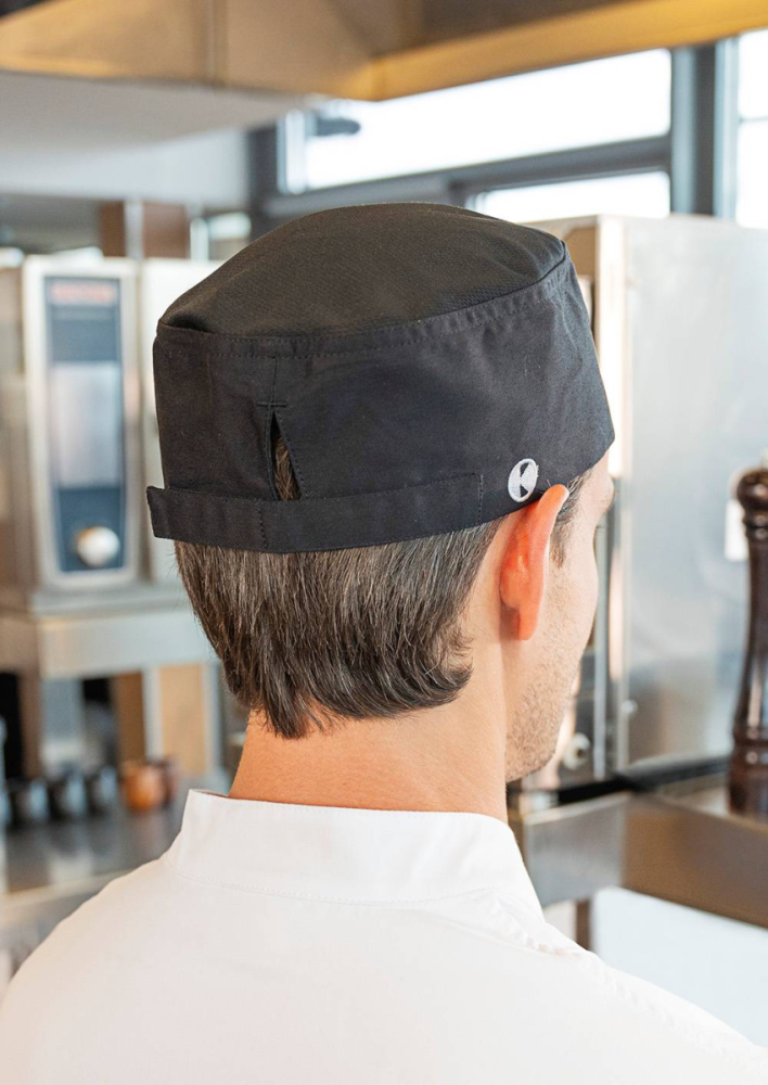 Karlowsky Kochmütze Beanie mit atmungsaktivem Netzeinsatz, schwarz