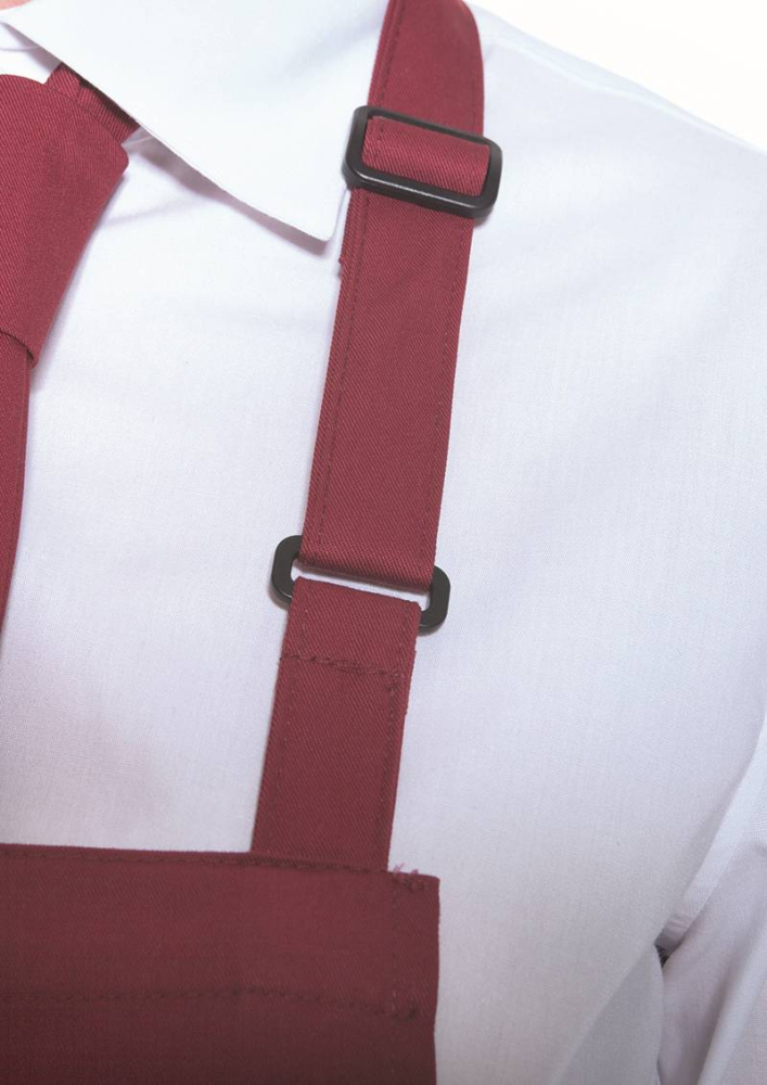 Karlowsky Latzschürze Basic mit Schnalle und Tasche, bordeaux