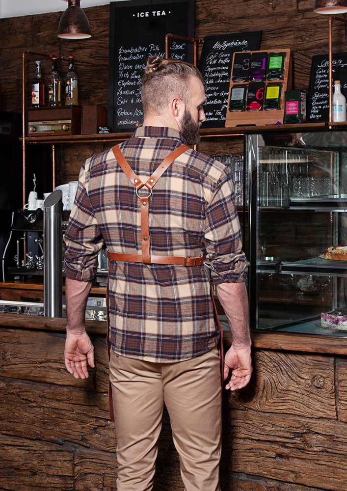 Karlowsky Leder Latzschürze X-Style mit Kreuzträgern, mokka