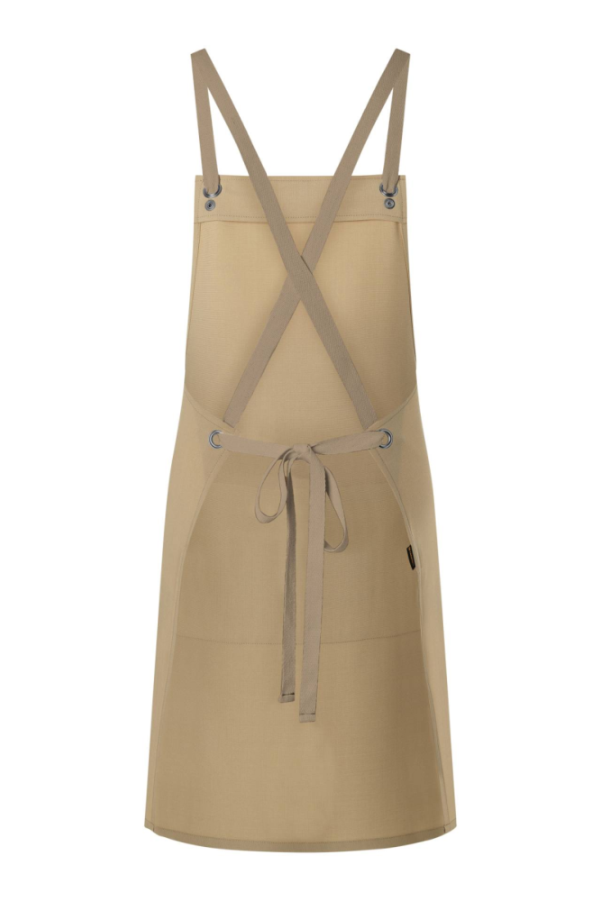 Karlowsky Latzschürze Urban-Nature mit Kreuzbändern und großer Tasche, kieselbeige