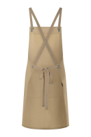 Karlowsky Latzschürze Urban-Nature mit Kreuzbändern und großer Tasche, kieselbeige