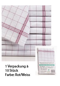 24StarWork Geschirrhandtücher kariert 10er Pack rot