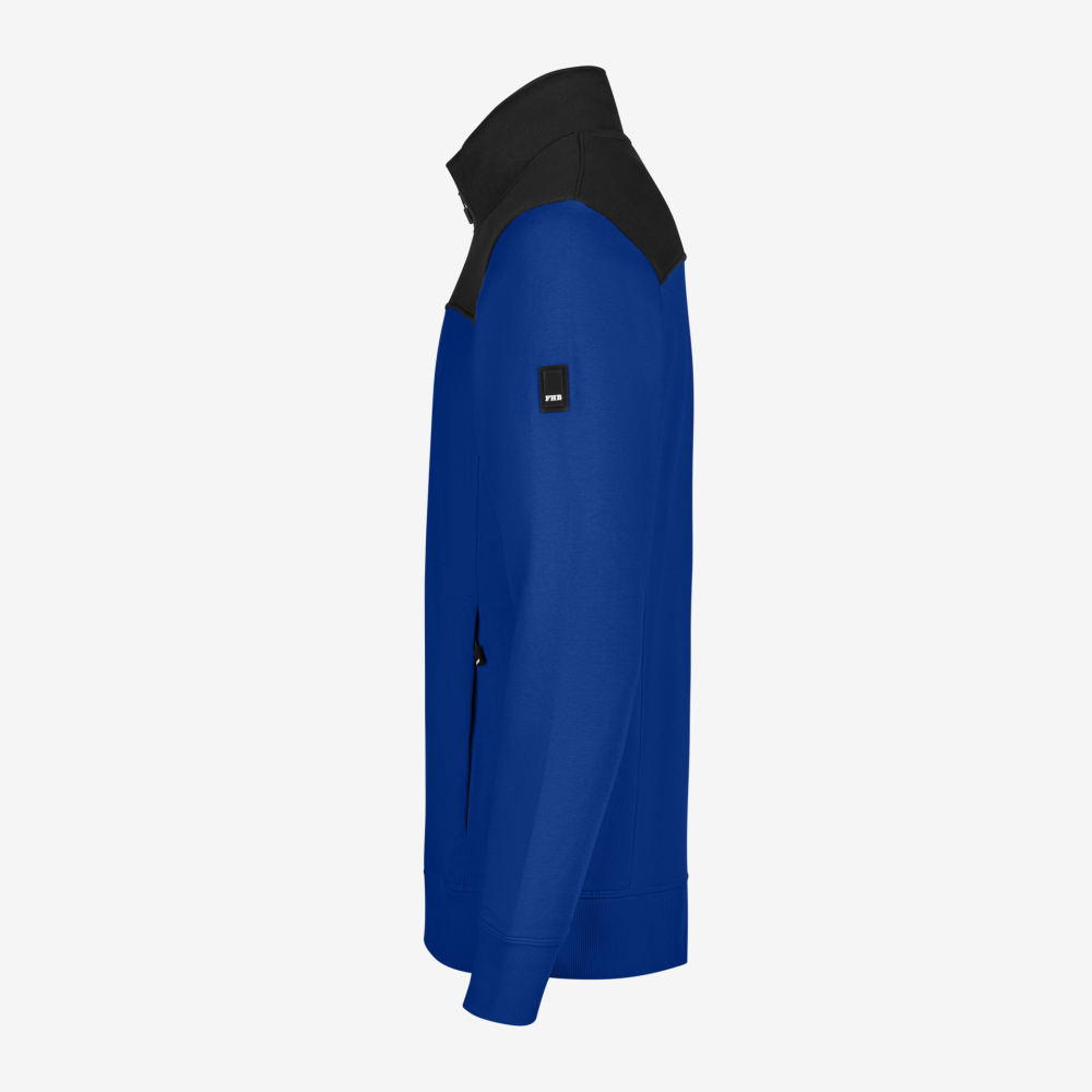 FHB ROB Zip-Sweatshirt, royalblau-schwarz, Gr. XL