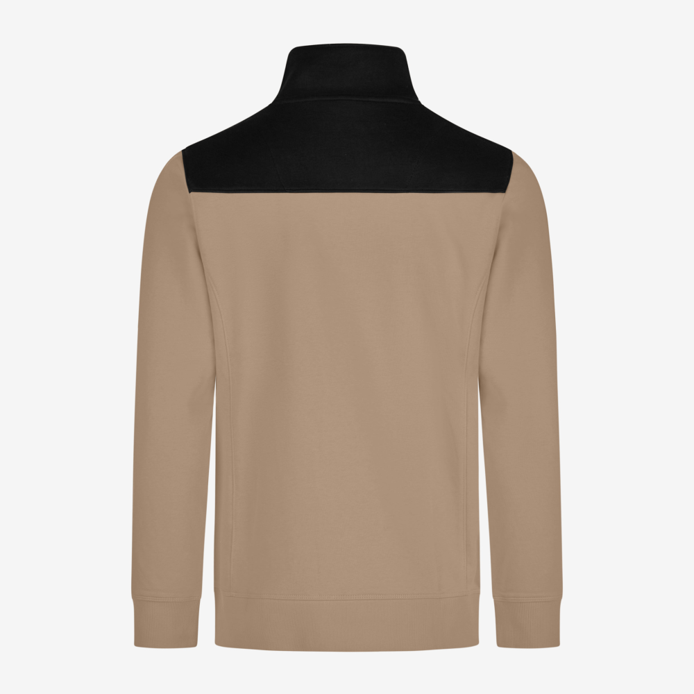 FHB ROB Zip-Sweatshirt, beige-schwarz, Gr. M